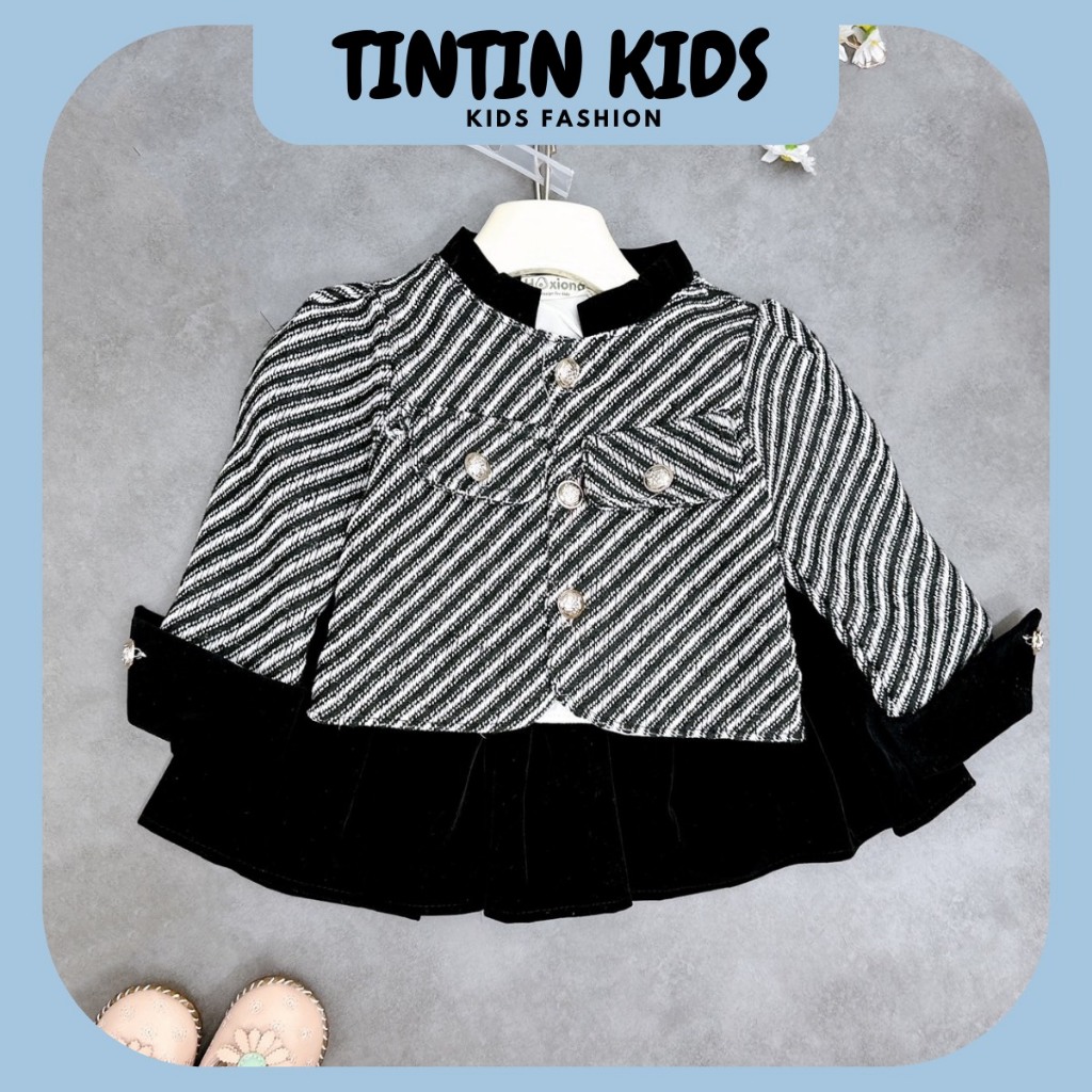 Sét dạ kẻ nhung 2 màu cho bé gái, bộ đồ cho bé 7-16kg cao dưới 1m