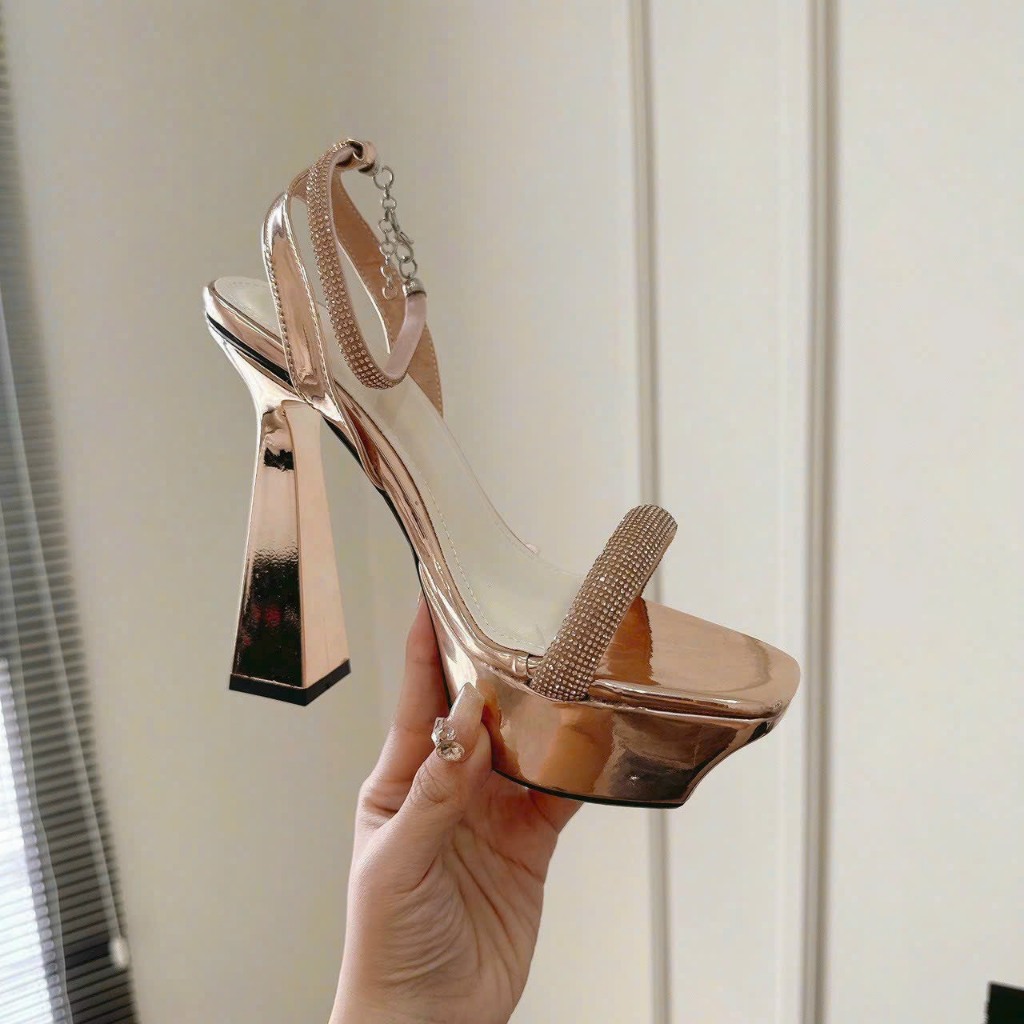 Giày Sandal mũi đúp cao 13P dây đá sang chảnh form chuẩn đẹp siêu tôn chân Giày cao gót nữ MT Shoes