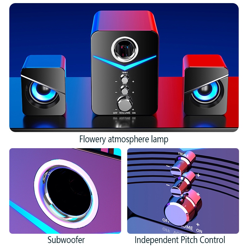 Loa Vi Tính Để Bàn MC D221 SUPER BASS Cực Đã,Loa Máy Tính Có LED Cao Cấp Cho PC, Laptop, Điện Thoại ICHECO L03