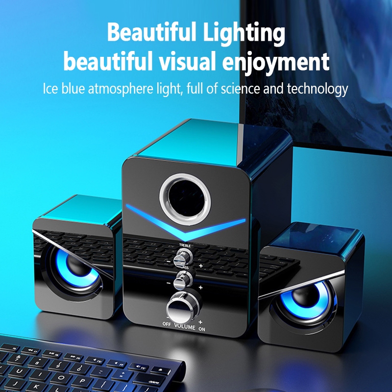 Loa Vi Tính Để Bàn MC D221 SUPER BASS Cực Đã,Loa Máy Tính Có LED Cao Cấp Cho PC, Laptop, Điện Thoại ICHECO L03