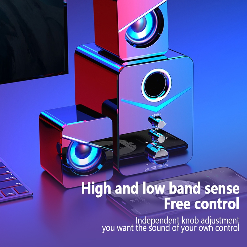 Loa Vi Tính Để Bàn MC D221 SUPER BASS Cực Đã,Loa Máy Tính Có LED Cao Cấp Cho PC, Laptop, Điện Thoại ICHECO L03