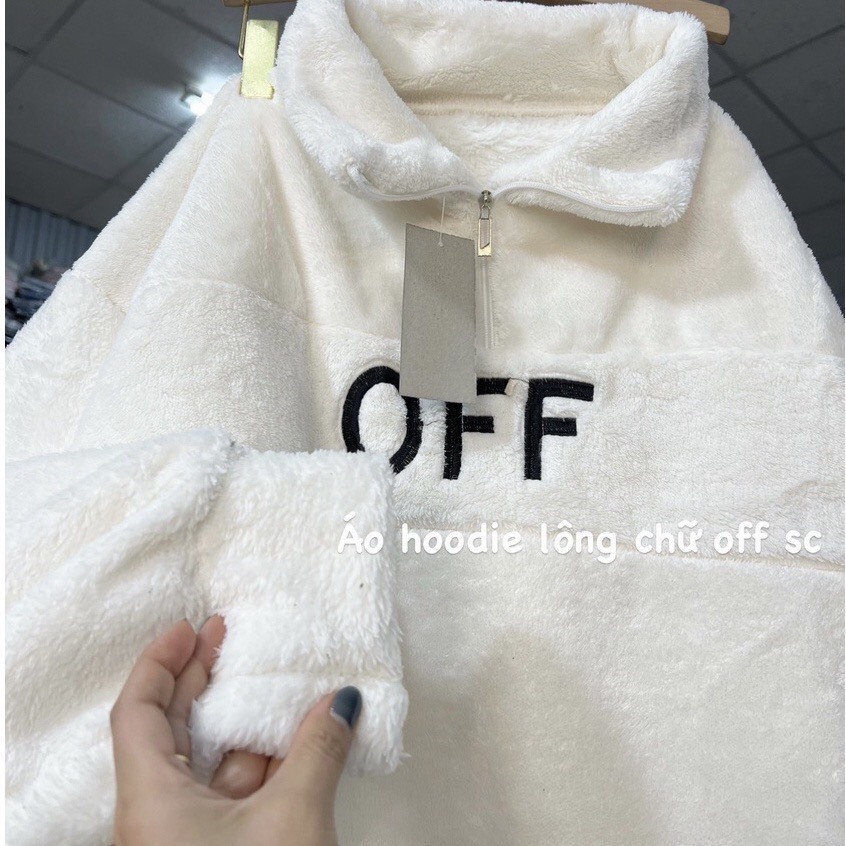 Áo Khoác, Áo Khoác Lông Họa Tiết OFF Trắng Form Rộng Unisex