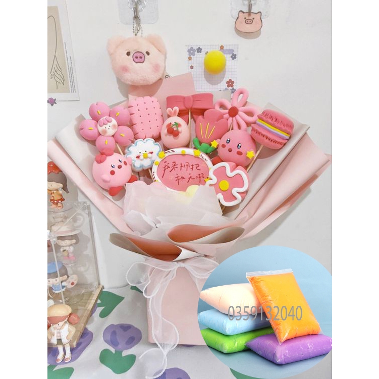 HOA ĐẤT SÉT, ĐẤT TỰ KHÔ SIÊU NHẸ 20/11 - 500GR ĐẤT TỰ KHÔ ĐỦ MÀU, ĐỦ CÂN HÀ NỘI