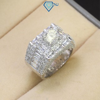  Nhẫn kim cương Moissanite viên chủ 7.0mm xi bạch kim kiểm định GRA 161 giác cắt cao cấp NNAM0056 - Trang Sức TNJ 