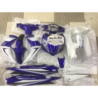 Dàn áo exciter 2010 màu xanh trắng tặng tem in 3 lớp dán sẵn như hình