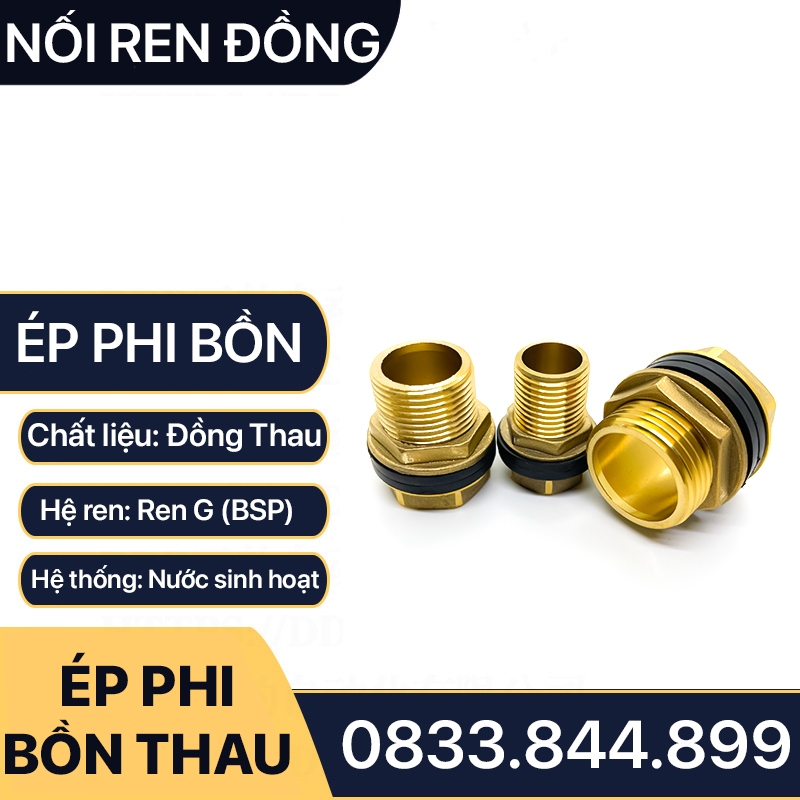 Nối Bồn Đồng Thau, Ốc Bồn Đồng, Ốc Téc Phi Bồn Thau 21 27 34 42mm