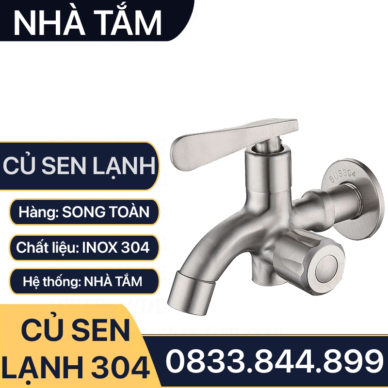 Củ sen tắm, vòi tắm lạnh INOX 304 cao cấp ti đồng