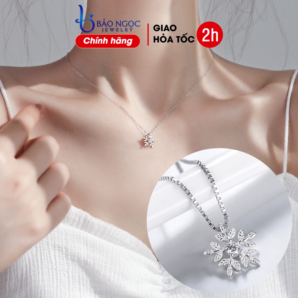 Dây chuyền bạc nữ 925 mặt dây hình bông tuyết trắng phong cách nữ tính nhẹ nhàng xinh xắn - M1569 - Bảo Ngọc Jewelry