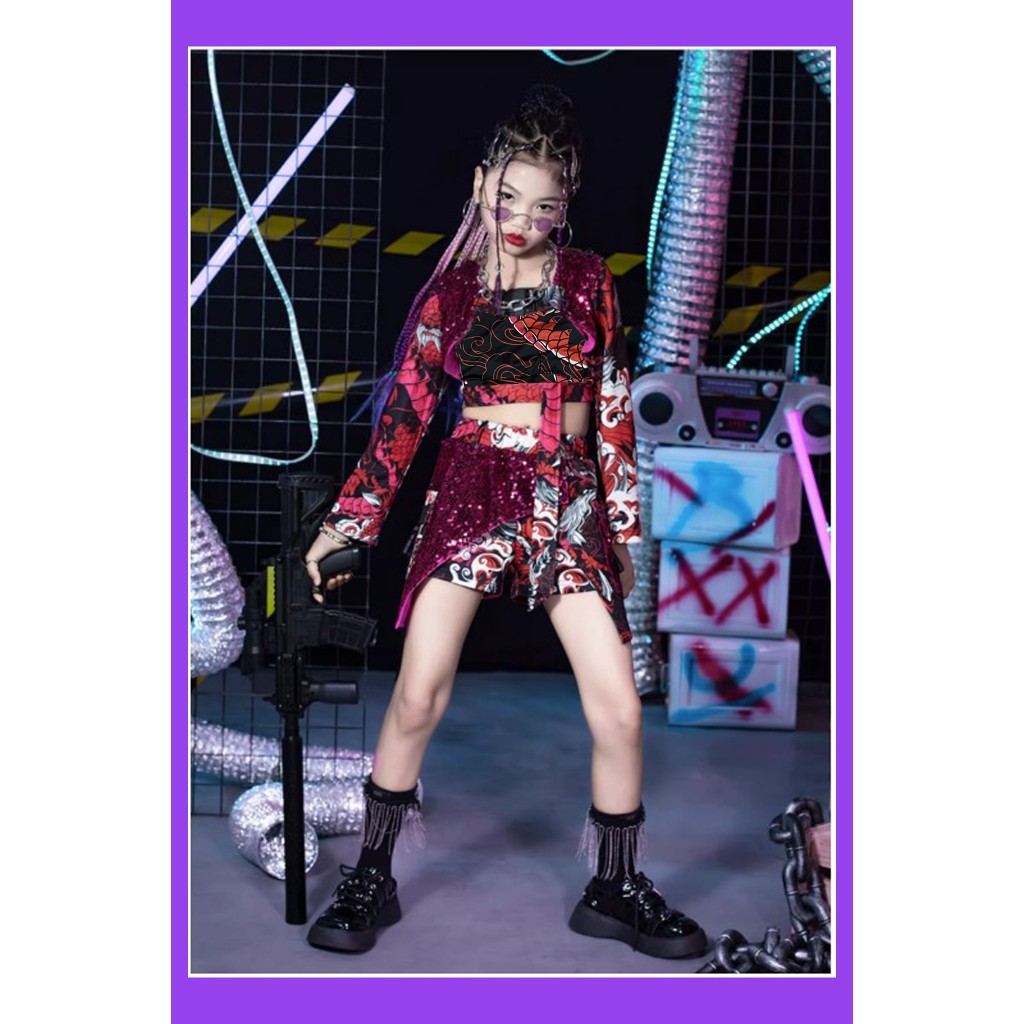 Set Kimsa Đỏ Đen Nhảy Tiktok - Hiphop - Zumba của Bé Gái THDANCE
