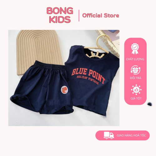 Bộ quần áo hè cho bé trai BLUE, bộ cộc hè kiểu dáng Hàn quốc cá tính cho bé 8 -19kg