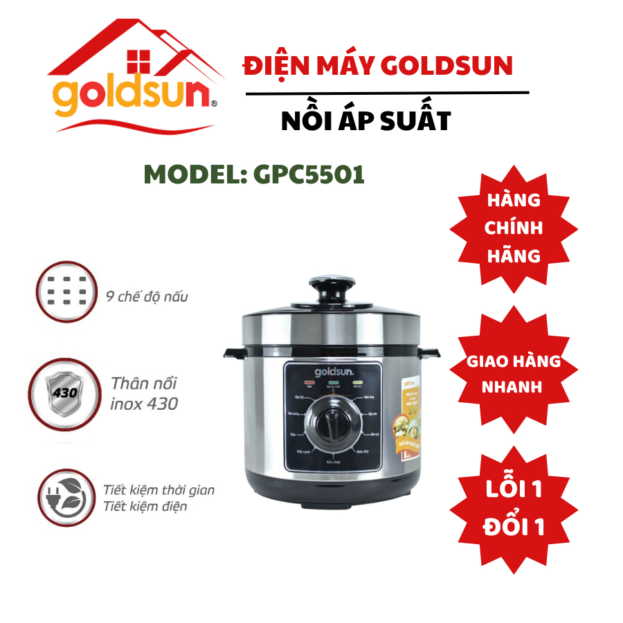 Nồi áp suất điện đa năng Goldsun, nồi hầm áp suất,hành chính hãng bảo hành 12 tháng