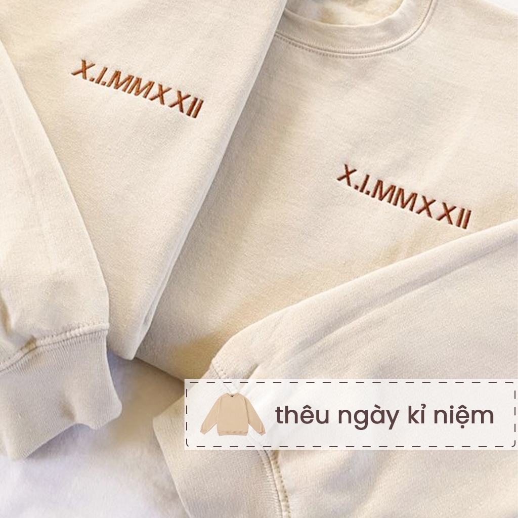 Áo Đôi Sweater Nam Nữ, Áo Thêu Tên Theo Yêu Cầu DEME Chất Nỉ Dày Dặn, Không Bai Xù