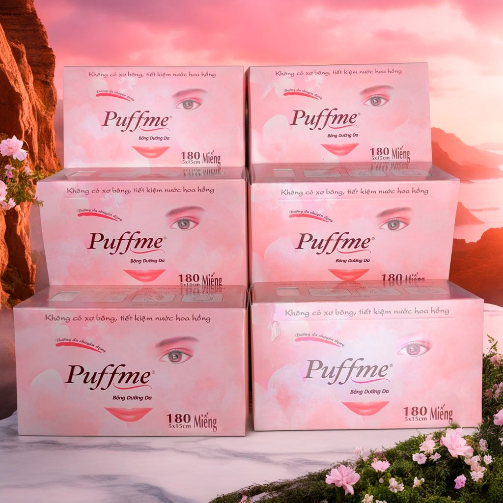 Combo 6 hôp-Sự tiện lợi hàng ngày của bông dưỡng da Puffme 180m - Mềm mại như mây