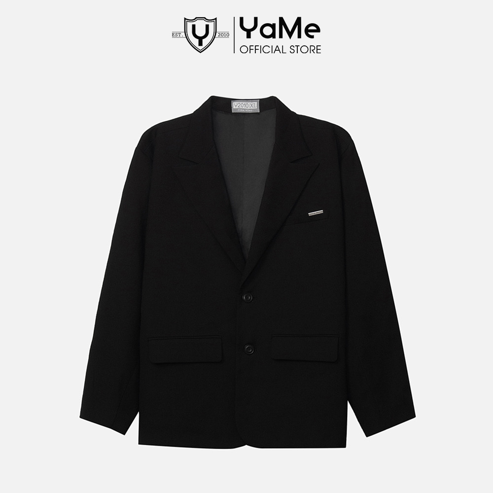Áo Khoác Blazer Nam Form Rộng Tay Dài Cao Cấp Trơn Đơn Giản Màu Đen Thời Trang Thương Hiệu Y2010 Premium 13 22522 |YaMe|