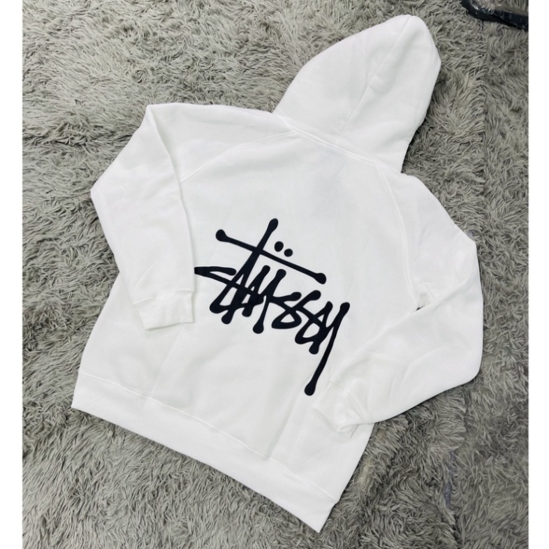 Áo Hoodie Stussy chữ trắng/đen, Áo Nỉ Hoodie chất nỉ bông Hàn, dáng  from rộng, nam nữ đều mặc được