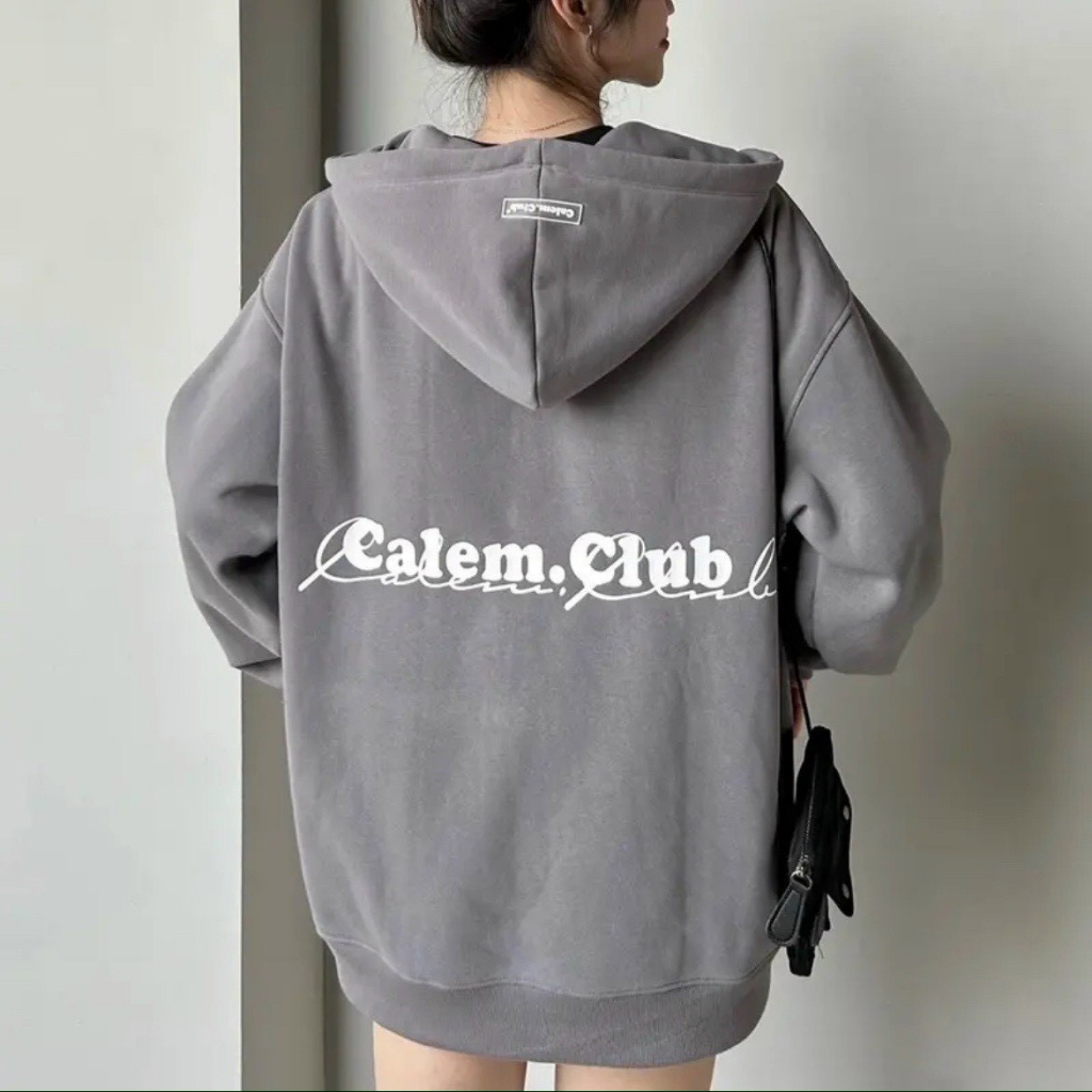 Áo Khoác Nỉ Calem.Club Cặp Nam Nữ, Áo Hoodie Có Dây Kéo Nón 2 Lớp Kiểu Rộng Unisex phong cách Hàn Quốc