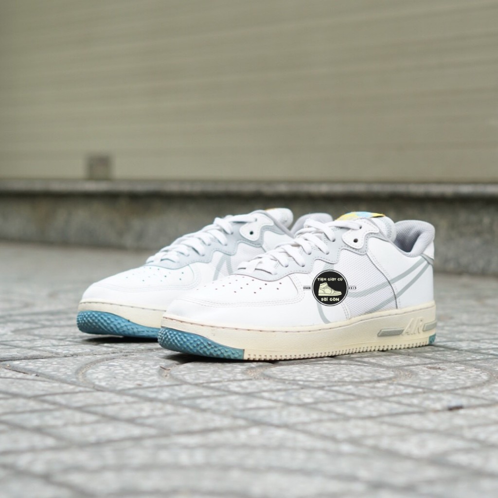 Giày Thể Thao N1KE AIR FORCE 1 REACT SMOKE GREY GOLD CT1020-100-CŨ CHÍNH HÃNG