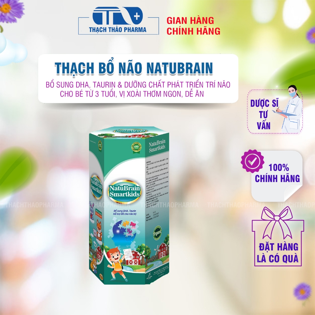 THẠCH ĂN PHÁT TRIỂN TRÍ NÃO BÉ NATUBRAIN SMARTKIDS - VỊ THƠM NGON DỄ ĂN - HỘP 20 GÓI