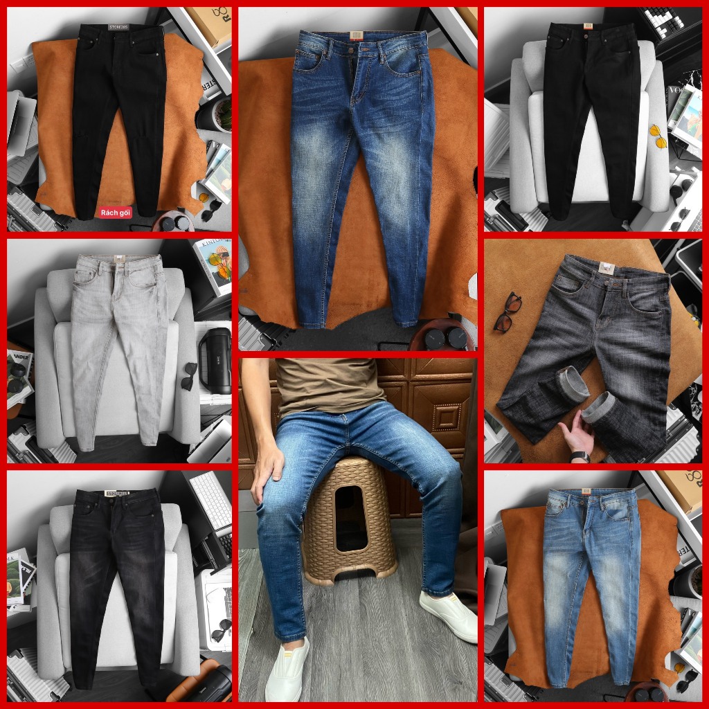 🏆CAO CẤP🔥 Quần jean vnxk 7 màu basic store285 - co giãn - slimfit chất lượng tốt nhất