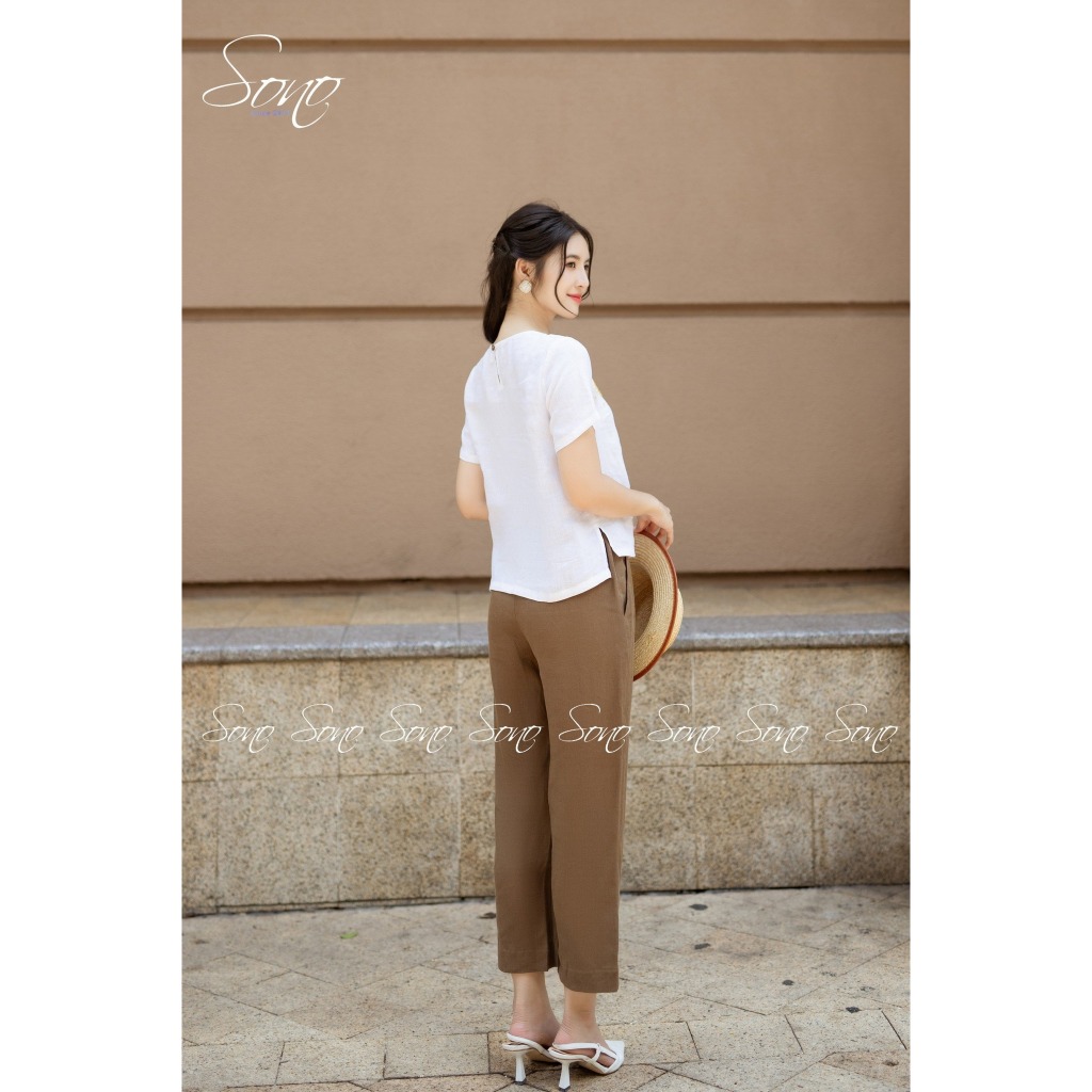 SONO - Áo linen thêu hoa nhí ở vai