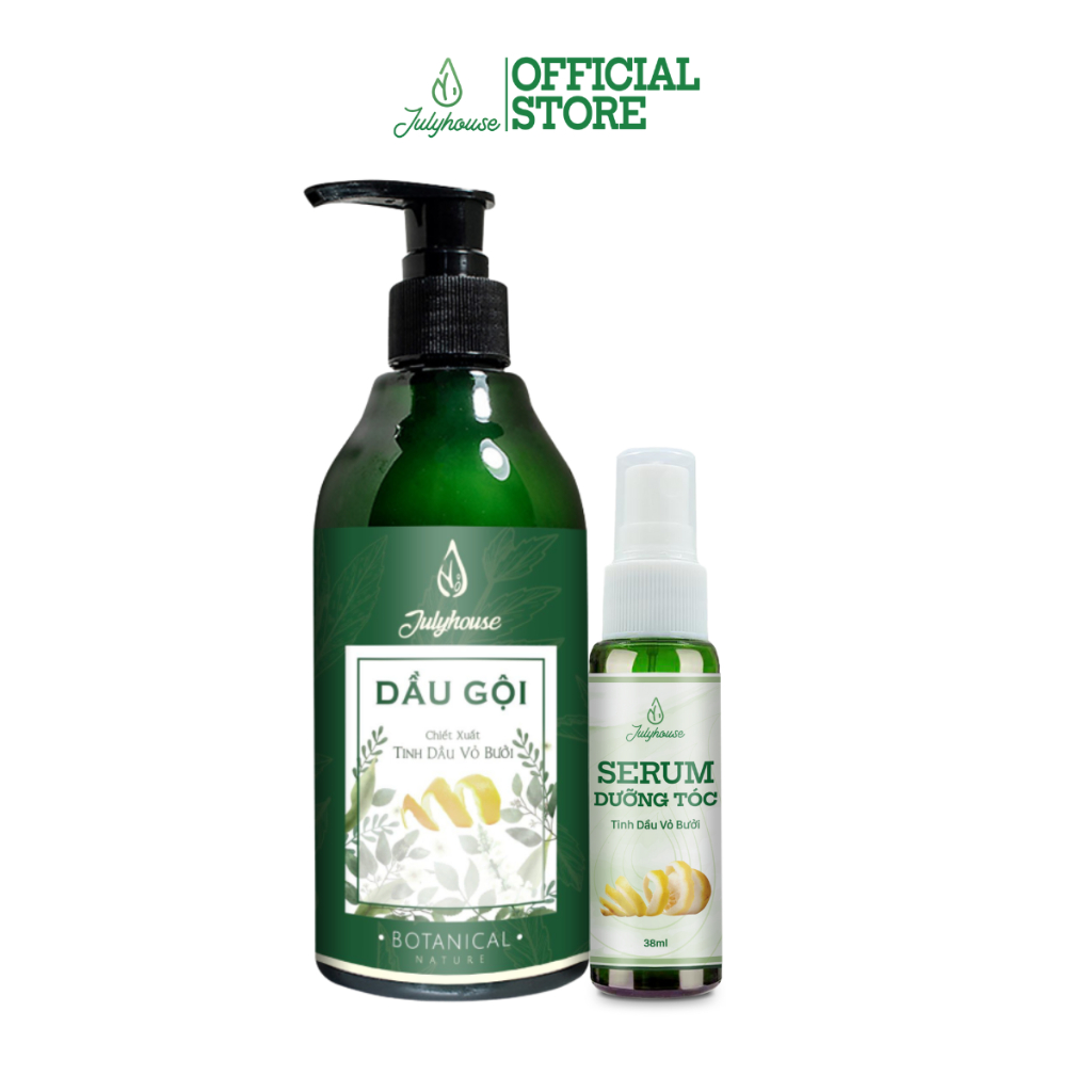 Combo dưỡng tóc bồng bềnh: Dầu gội Bưởi 300ml và Serum dưỡng tóc Bưởi 100ml JULYHOUSE