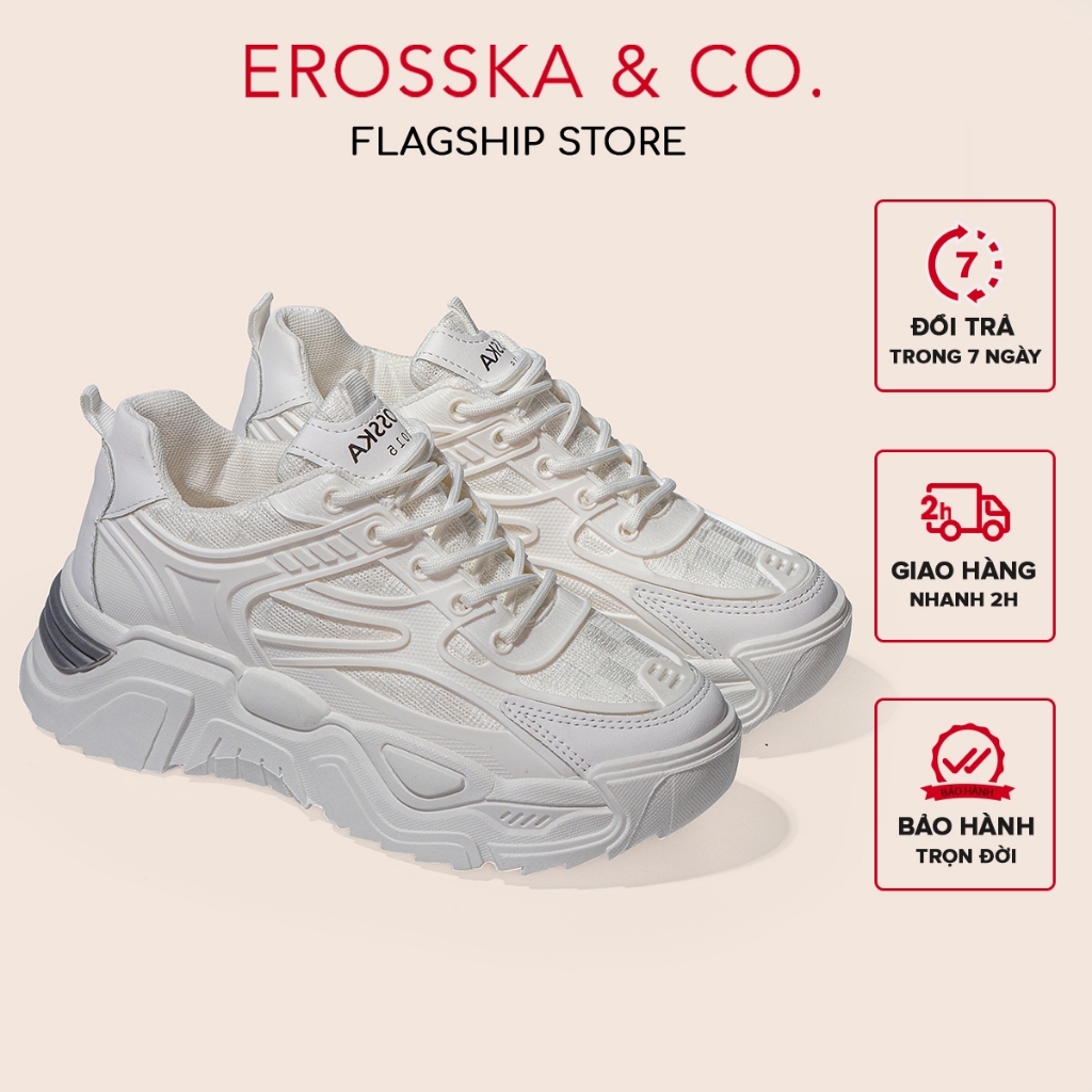 Erosska - Giày sneaker nữ đế độn thời trang năng động màu trắng - GS027