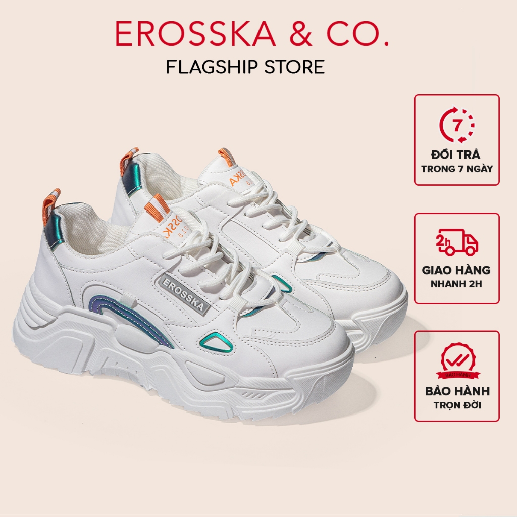 Erosska - Giày sneaker nữ thời trang kiểu dáng đơn giản màu trắng - GS029