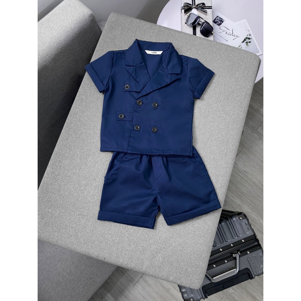Bộ Vest Ghile Bé Trai Công Tử Bạc Liêu Sang Chảnh  - Xanh Navy
