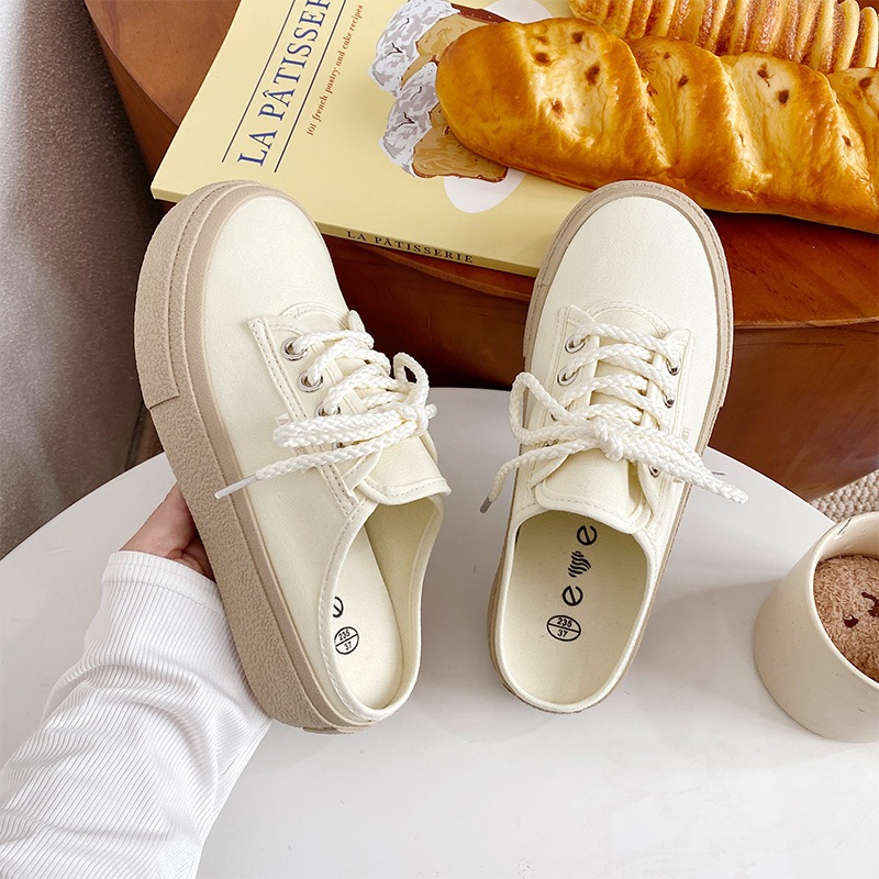 Sục nữ vải Canvas mềm, đế Nâu sần siêu nhẹ cao 5cm