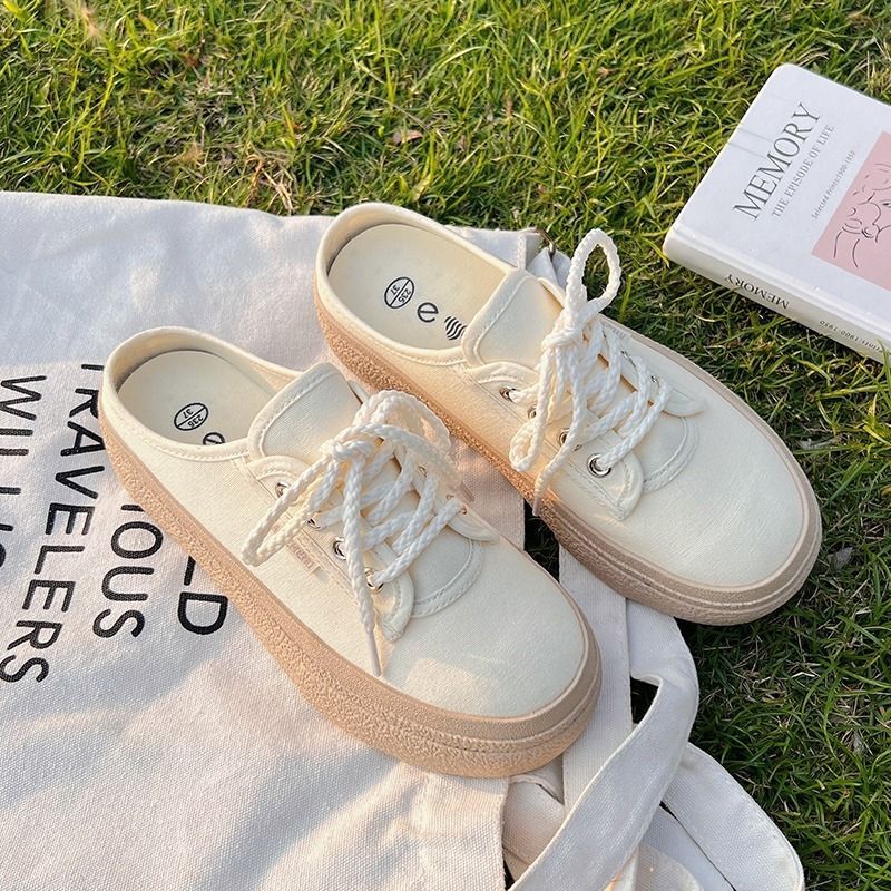 Sục nữ vải Canvas mềm, đế Nâu sần siêu nhẹ cao 5cm