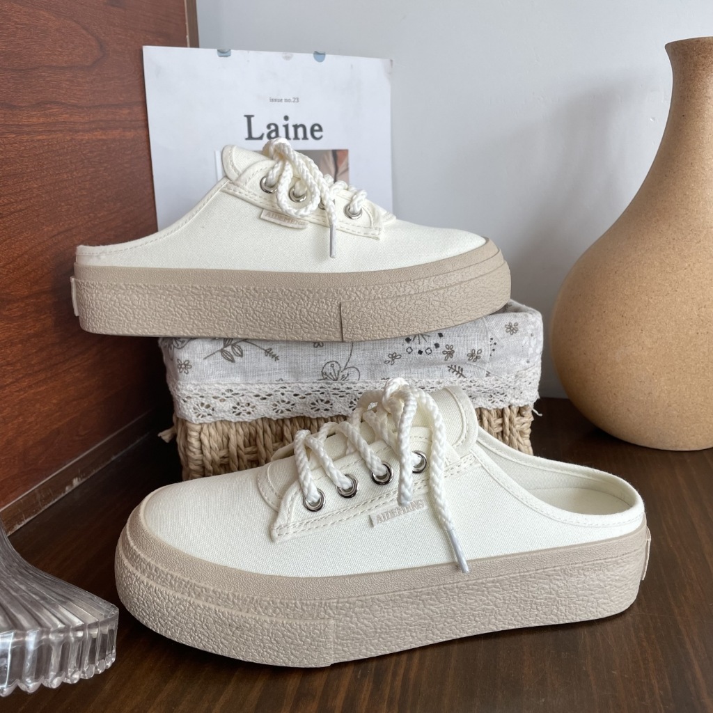 Sục nữ vải Canvas mềm, đế Nâu sần siêu nhẹ cao 5cm