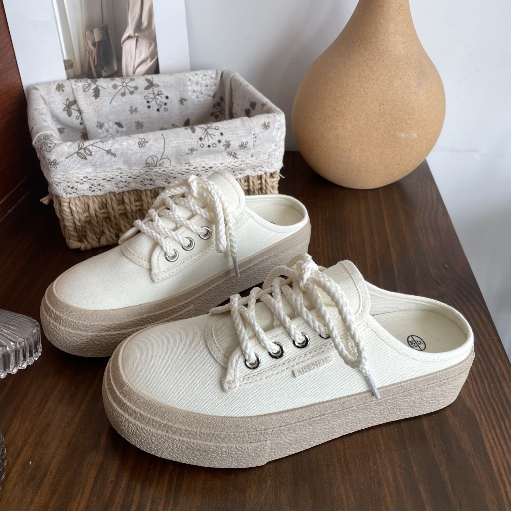 Sục nữ vải Canvas mềm, đế Nâu sần siêu nhẹ cao 5cm