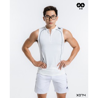 Áo Ba Lỗ Tanktop Nam Khoá Kéo Thể Thao Tập Gym Đạp Xe Biker Giữ Nhiệt Form Ôm Body SlimFit X9 - X074
