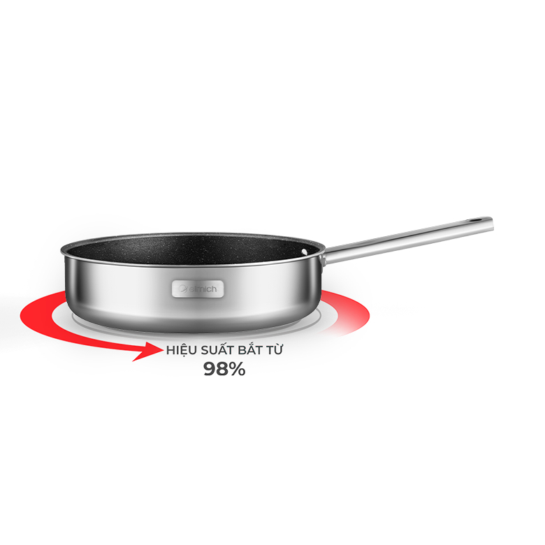 Chảo Inox 2 lớp cao cấp đáy liền Trimax XS EL 3753 size 24cm 26cm 28cm chính hãng Elmich