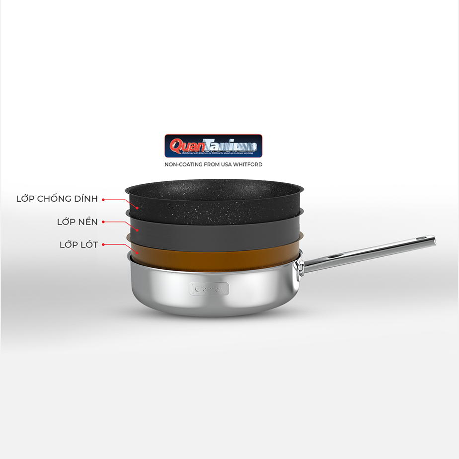 Chảo Inox 2 lớp cao cấp đáy liền Trimax XS EL 3753 size 24cm 26cm 28cm chính hãng Elmich