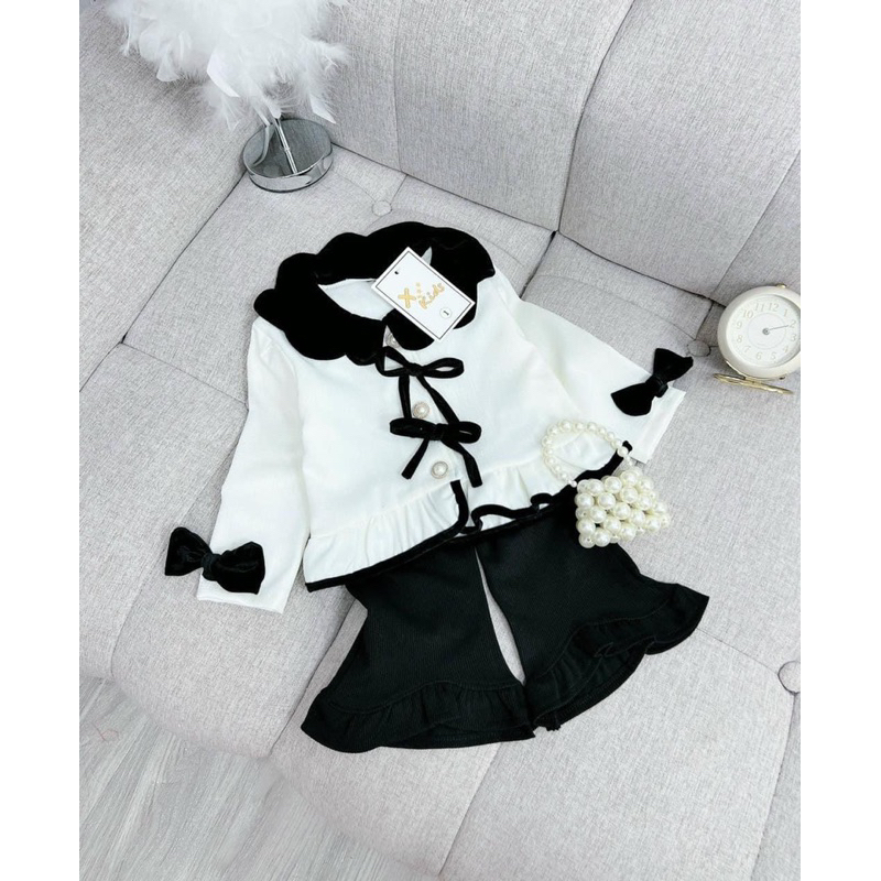 Set bộ nơ quần loe cho bé