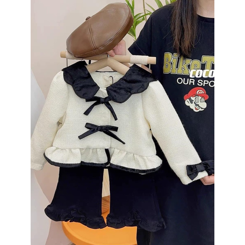 Set bộ nơ quần loe cho bé