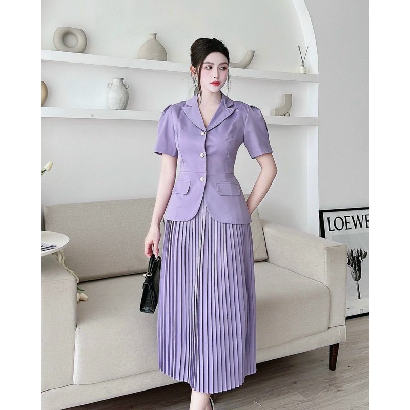 Set bộ chân váy dập ly