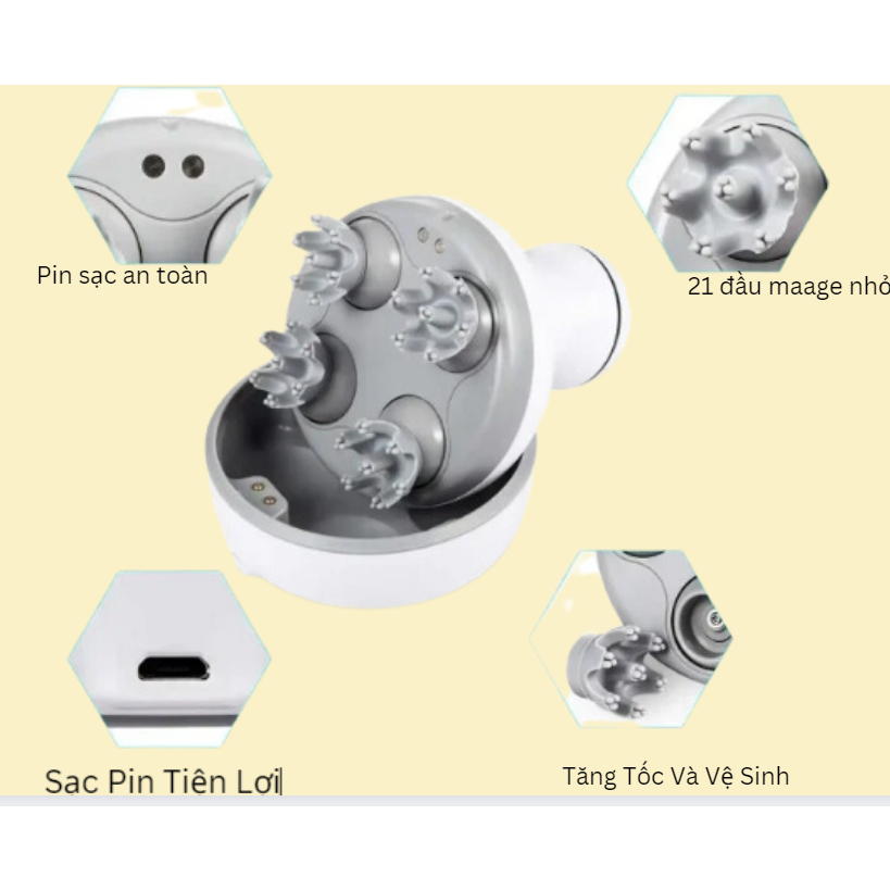 Máy mát xa da đầu với 4 đầu mát xa thay thế Máy gãi đầu di động với các nút nhào khăn Máy massage đầu cổ đa năng