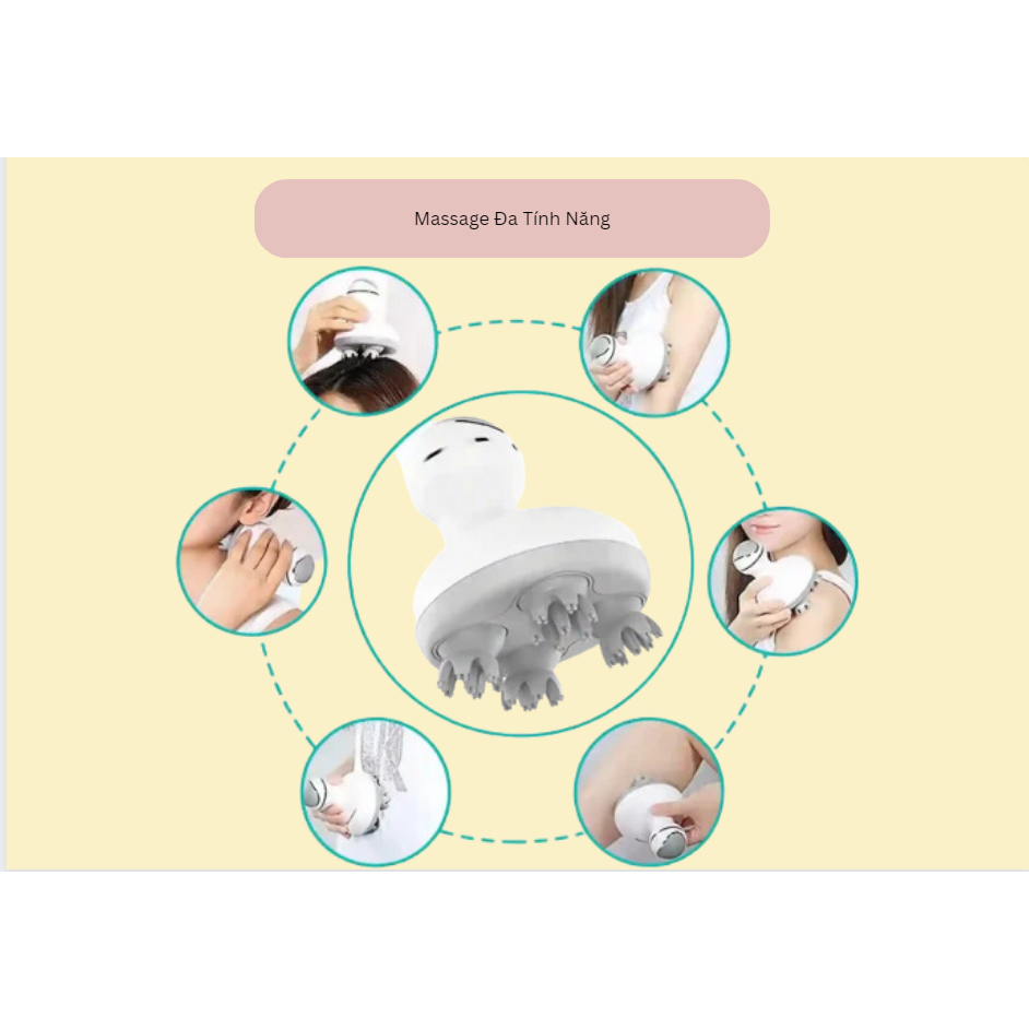 Máy mát xa da đầu với 4 đầu mát xa thay thế Máy gãi đầu di động với các nút nhào khăn Máy massage đầu cổ đa năng
