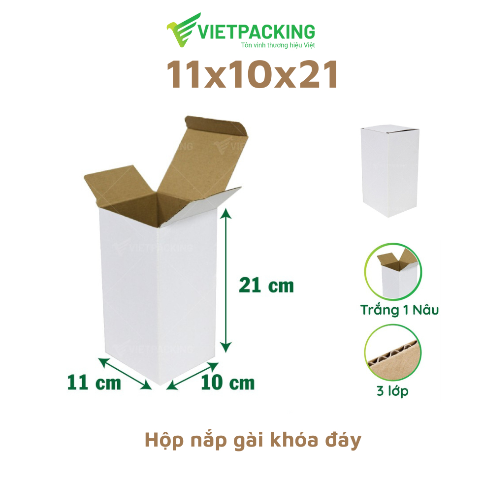 11x10x21 Combo 25 hộp carton nắp gài màu trắng đựng nến thiết kế tiện lợi, chuyên đựng quà tặng và phụ kiện V039