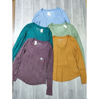 Áo thun nữ gân tăm mềm mại nhiều màu xuất dư Aeropostale size