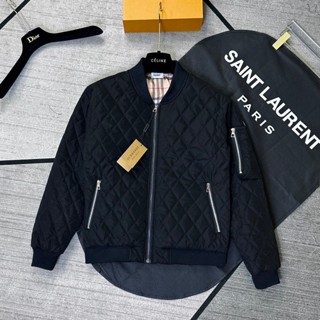 Áo khoác phao nam BBR nhung lì trần bông quả trám túi khoá zip tay thêu logo cao su sọc be mặt trong hot trend 2023