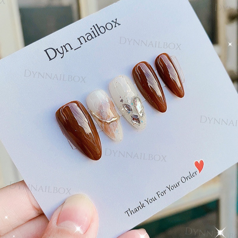 Nailbox móng tay giả ảnh thật mẫu nâu 101
