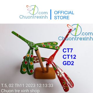 Quà lưu niệm Bộ 2 con chuồn chuồn tre có chân đế (không chọn màu)