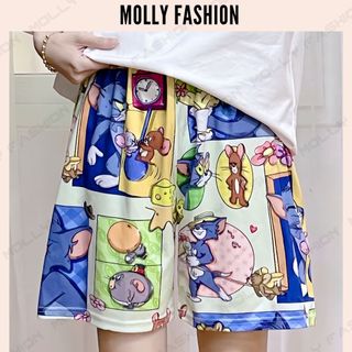 Quần Short hoạt hình TOMJERRY Unisex dành cho nam nữ mặc nhà 38-65kg Molly Fashion