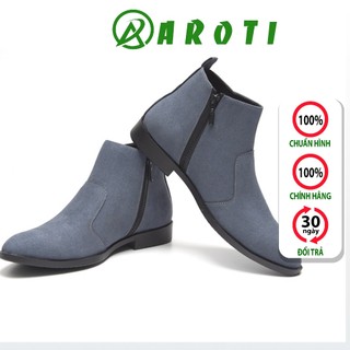 Giày chelsea boots nam da lộn, cổ khóa, đế khâu chắc chắn-cb521 XÁM BUCK