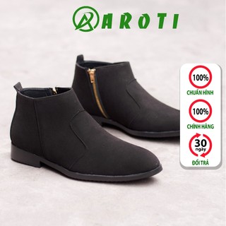 Giày chelsea boots classic da lộn, cổ khóa, đế khâu chắc chắn-cb521 buck đen