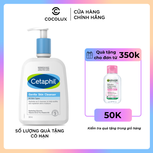 Sữa rửa mặt Cetaphil Gentle Skin Cleanser - Sữa rửa mặt dịu nhẹ không xà phòng cho da nhạy cảm - Mẫu mới [COCOLUX]