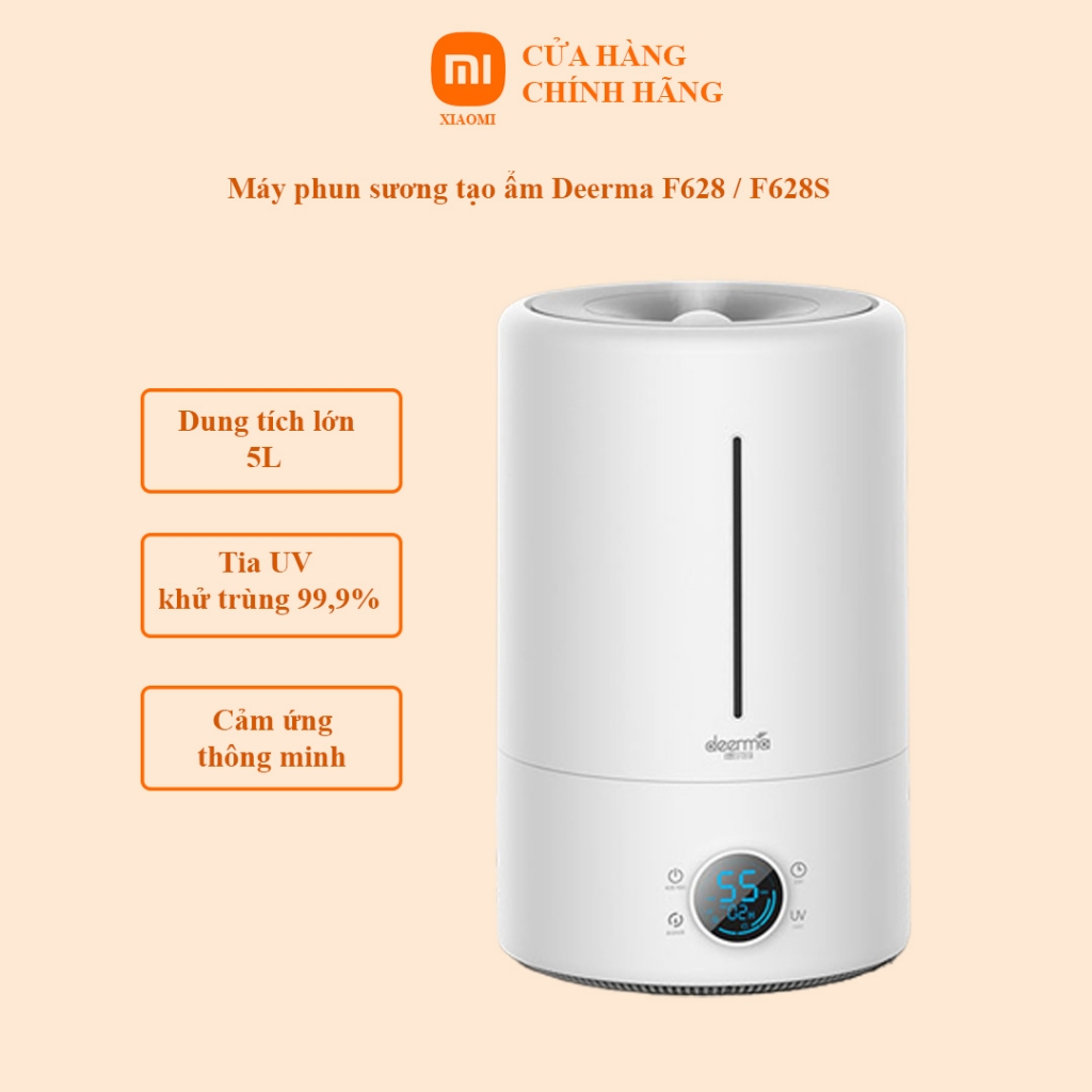 Máy Phun Sương Tạo Ẩm Không Khí Thông Minh Deerma F628, F628S Dung Tích 5L, Đèn Uv Làm Sạch Nguồn Nước